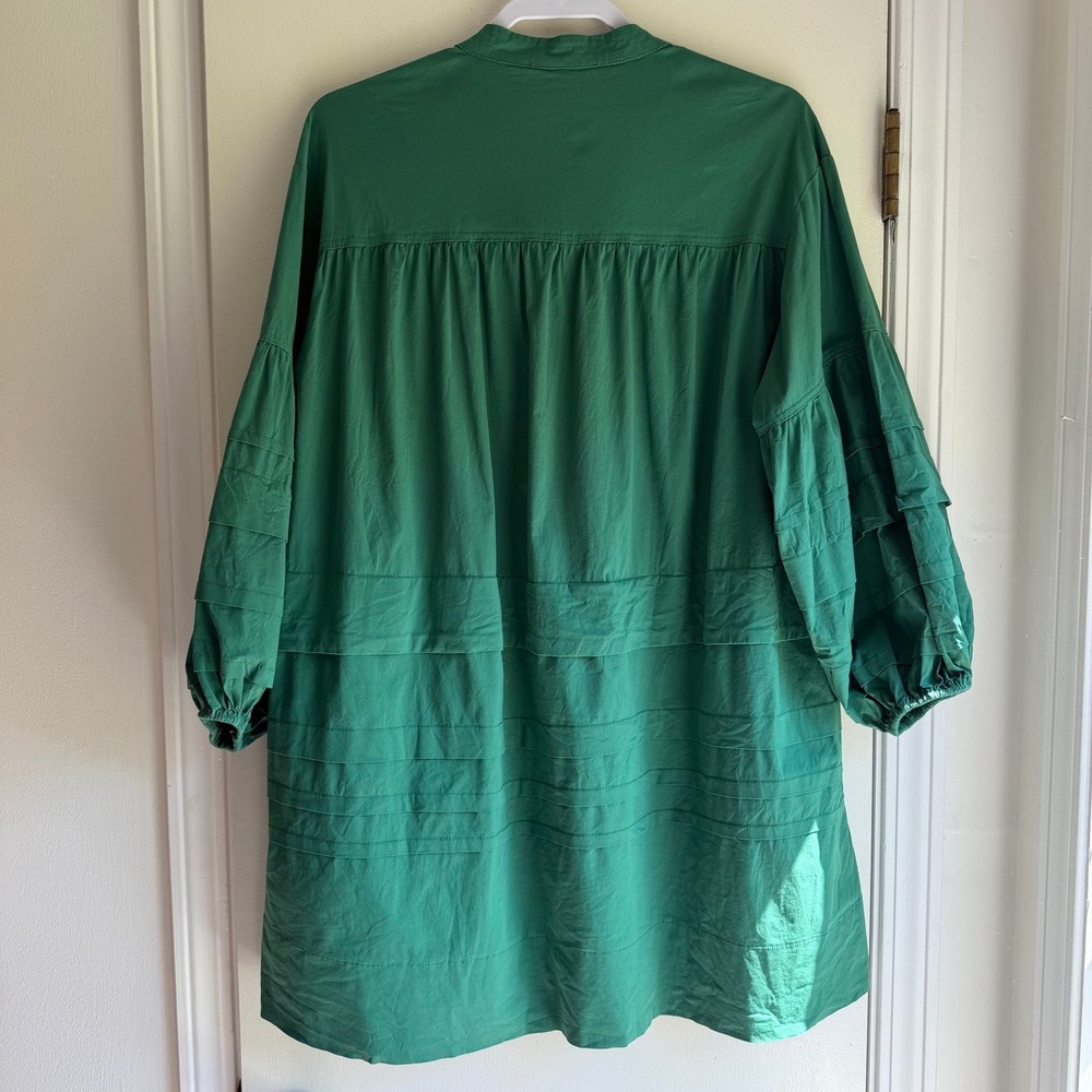 Pomander Place Women Green Pintuck Tiered Balloon Sleeve Tunic Top Y22657T M - Picture 10 of 12